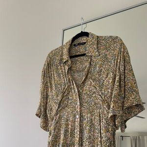 Zara Floral Button-Up Dress